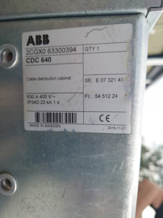 Kabelskåp - Elskåp CDC 630A / Skensystem ink säkringar.